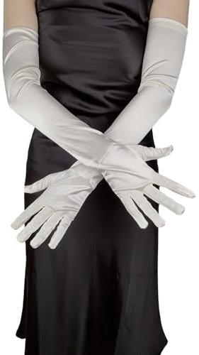 Whakano Lange Handschuhe Damen, Satin, Beige, Medium, für Hochzeit, Party, Halloween, Brauthandschuhe
