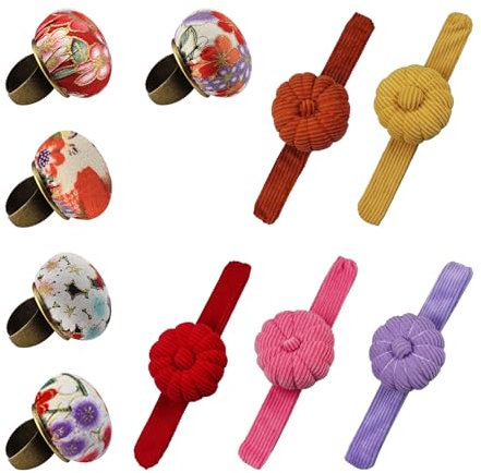 QENETY Handgelenknadelkissen, Ringnadelkissen, Nähnadelkissen, Schnappring, Nadelkissen, Uhrenstil, Nadelkissen, Nähwerkzeug zum Nähen, Quilten, Handarbeiten, Basteln, 10 Stück