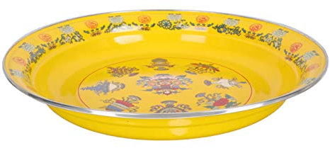 IMIKEYA Decorative Enamel Serving Plate Heat Resistant Tableware for Snacks Fruits and Desserts Vintage Design for Home Weddings and Gatherings
