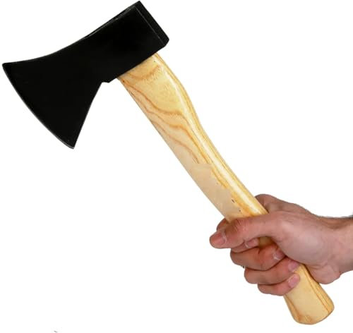 CABLEPELADO Hacha Vizcaína Pequeña de 600g con Mango de Madera, Universal para Tala, Cabeza de Acero al Carbono - 36 cm