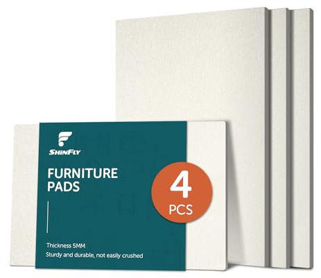 shinfly Furniture Pads Floor Protectors 4 Sheets, DIY Felt Pads for Furniture Feet, Premium 7.87x5.91in Heavy Duty White Felt Sheets, for Hardwood Floors, Non Scratch, Suitable for Sofa, Chair, Table