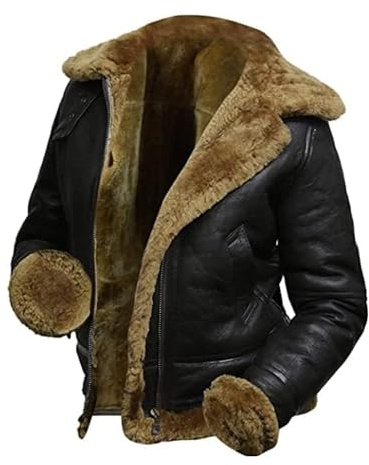 CHAYELL Veste en cuir pour femme avec capuche Fausse fourrure Peau de mouton retournée Aviateur Pilote Bombardier Cuir véritable en peau de mouton Vestes en cuir pour femmes, Fourrure marron, L