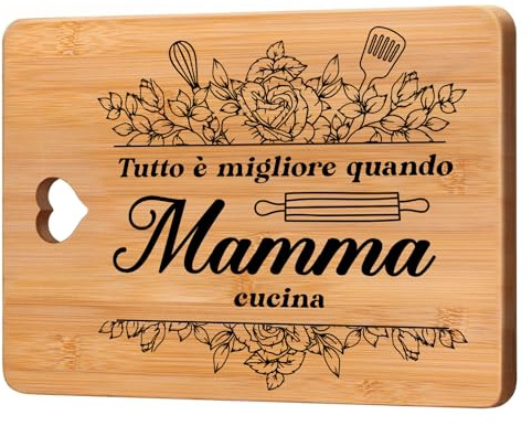 Regalo Mamma, Idee Regali Mamma 2026, Regalo Mamma Compleanno, Regali di Cucina per la Mamma, Regali per la Mamma - Tagliere di Bambù.
