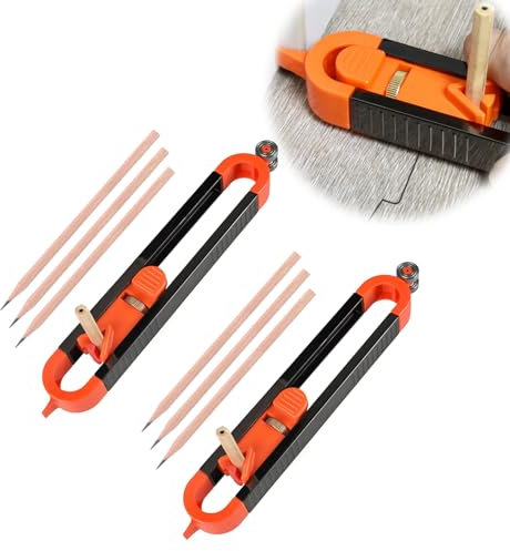 Vokowin 8PCS Durable Adjustable Contour Gauge Multi Functional for Home Improvement and Professional Workers for Lnstall Tile Lay Laminate Cut Carpet Dimensions Tools Laminate Flooring Tools (K404-2)