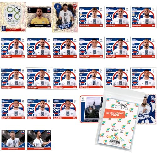 Bundle mit UEFA EURO 2024 Germany - Sammelsticker - Mannschaftspaket - Slowenien + Exklusive collect-it Hüllen