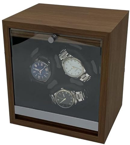 Gziztx Uhrenbeweger, automatische Uhrenbewegerbox mit 4 Modi, leiser Motor, Blaue LED, geeignet für die Aufbewahrung von Automatikuhren für 3/6 Uhren (3 Slots)