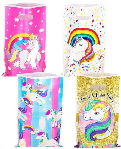 Geschenktüten,Einhorn Süßigkeitenbeutel 40 PCS Wiederverwendbar Party Treat Taschen für Weihnachten, Geburtstag, Party