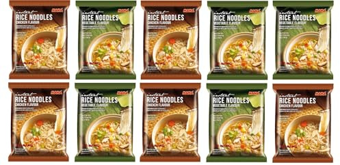 Instantreisnudeln Mix Paket - Hühnchen und Gemüse - Verschiedene Packungsgrößen (10er, 20er, 30er, 40er) - Perfekt zum Probieren und Genießen! (10er Pack)