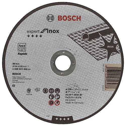 Bosch Professional 1x Trennscheibe Gerade Expert for Inox - Rapido (AS 46 T INOX BF, Ø 180 mm, 1.6 mm, Zubehör Winkelschleifer) (Packung mit 10)