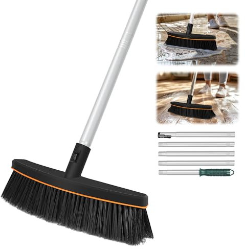 ORIENTOOLS Besen für den Außenbereich, strapazierfähig, für den Außenbereich, Bodenscheuerbürste, Deckbürste, Ladenbesen, 38,1 cm Garagenbesen, 165,1 cm Langer Griff für Terrasse, Garage, Auffahrt,