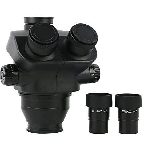 Mikroskop 7X-50X 14X-100X zoom stereo trinokulärt mikroskop kroppshuvud + WF10X/22mm okular gummi ögonskydd (Trinokulär A)