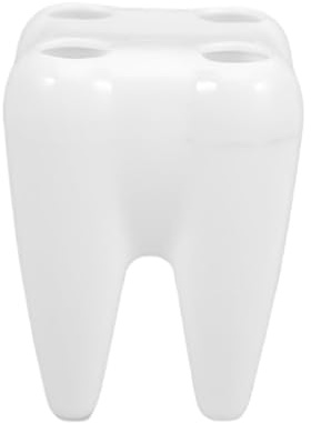 Ruwshuuk Portaspazzolino da bagno – Simpatico portaspazzolino | Portaspazzolino a 4 fori a forma di dente, creativo porta spazzolino