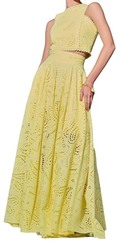 Zweiteiliges Set für Damen mit Schnürung, ärmelloses Top und elastischer Swing-Taillenrock, elegantes Loungewear-Kleid, geschnittenes Zweiteiler-Langkleid, Streetwear, sommerliches Strandkleid mit