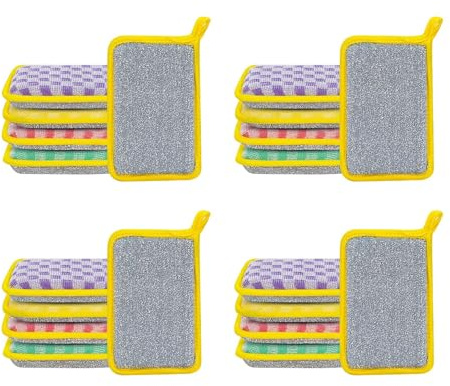 Esponjas Cocina Estropajos de Limpieza, Doble Cara Microfibra Que no Raya, Lavables Reutilizables Esponjas para Fregar Platos sin arañazos raspadoras y Suaves