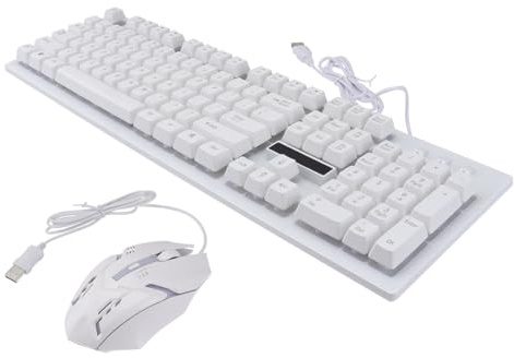 Happyyami Conjunto de Teclado y Ratón Gamer USB Cable, 104 Teclas, Diseño sin Conflicto y Luces, Adecuado para Oficina y Café