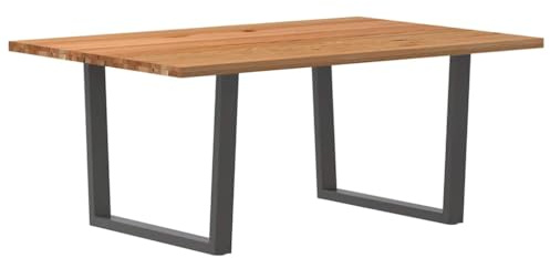 Ziaphsol Tavolo da pranzo in legno massello di rovere 180 x 120 x 74 cm con bordi unici dell'albero, robusto tavolo da pranzo per cucina e sala da pranzo, tavolo da cucina durevole con piedini in