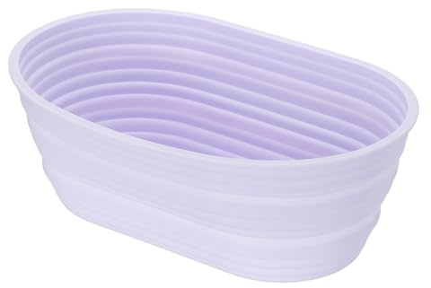 QUARKZMAN Cesta de Fermentación para Pan, Accesorio para Hornear Pan Ovalado y Oblongo de Silicona, Antiadherente y Apto para Horno, Masa Madre y Aficionados, Morado Claro