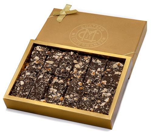 Chateau de Mediterranean Chocolate Shortbread Cookies - 300 g | Buttery Base with Caramelised Sesame & Mixed Nut Layer Topped with Dark Chocolate & Chopped Roasted Nuts | Middle Eastern Fusion Dessert