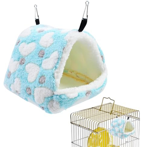 Hamaca de felpa para loros – Cama para mascotas pequeña de forro polar suave y cálido | Hamacas colgantes para dormir de animales pequeños: accesorio para jaulas para pájaros, hámsteres, chin