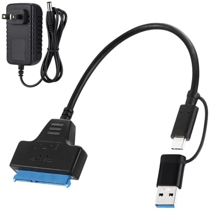 QuixingArt SATA USB Adapter, mit Windows, Mac und Linux,Festplatten Adapter,für Externen und Internen Festplatten 2,5 & 3,5 SSD/HDD SATA to USB Adapter