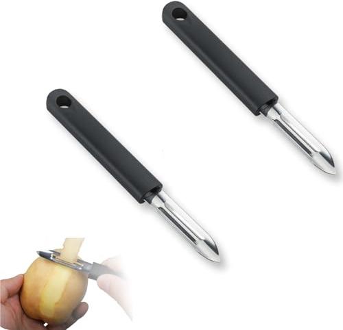 Weilin 2 Pack Vegetable Peeler, Potato Veg Peeler Set, Stainless Steel Peelers for Kitchen with Eye Remover & Soft Grip Handle for Left & Right Hand