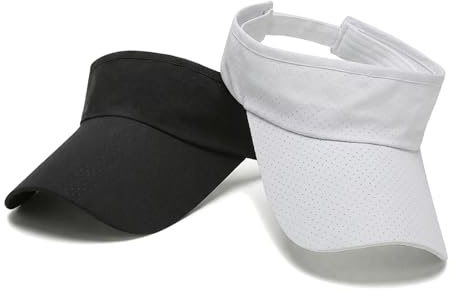 ZMIYIAC 2 Stück Weiß Schwarz Visor Cap Damen Herren Kappe Damen Herren Sommer Tennis Cap Schnell Trocknendes Netz Sonnencap Einstellbar Schirmmütze Sonnenschild für Golf Radfahren Angeln (2 Stück)