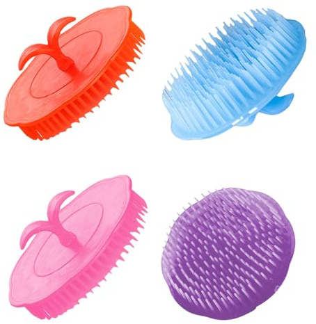 DIYEAH Brosse de Massage du Cuir Chevelu Fonctionnement Manuel et Structure Simple pour Shampoing en Pe 4pcs pour Soin Capillaire et Détente Couleur Aléatoire