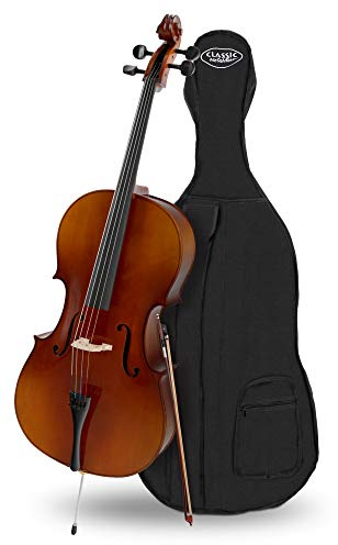 Classic Cantabile Student Cello 4/4 - gesperrte Fichtendecke - Boden, Zarge, Hals und Steg aus Ahorn - Griffbrett: Linde gebeizt - Wirbel und Sattel aus Ahorn, geschwärzt - inklusive Bogen und Tasche