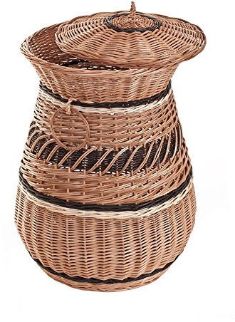 E-wicker24 Panier à Linge Multicolore en Osier - Coffre Ronde, Corbeille à Linge
