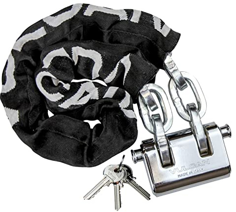 Vulcan Sicherheitsketten- und Schloss-Set – Premium gehärtet – 0,9 cm x 9,1 cm – Kette kann nicht mit Bolzenschneidern oder Handwerkzeugen geschnitten werden