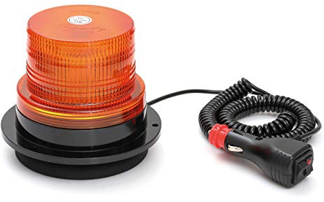 Rotativo Ámbar LED 40 LEDs Señalización Advertencia 12/24V - Homologado R65, 3 Funciones Flash Rotación Destello, Pirulo Tractor, Luz Emergencia Vehículos agrícolas, Base imán