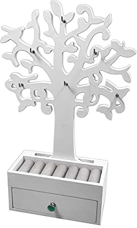 Schmuckbaum mit Schublade - weiß - Holz Schmuckkasten Schmuckbox Schmuckkästchen
