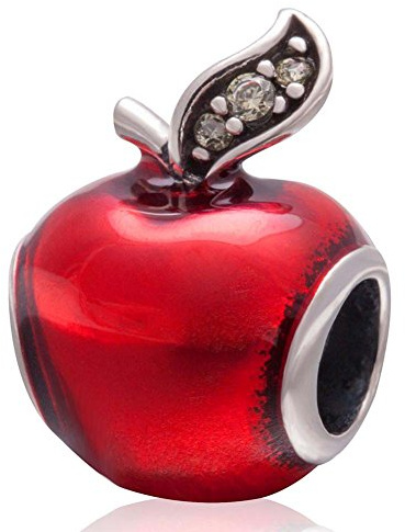 Breloque pomme en émail rouge en argent sterling 925 pour bracelet Pandora