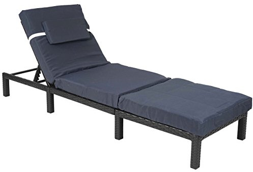 Mendler Poly-Rattan Sonnenliege HWC-A51 - anthrazit, Kissen grau | Relaxliege, Gartenliege, Liege, Premium