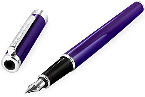 Helix Oxford Füllfederhalter, Edelstahl, mittlere Feder, violetter Schaft, 1 Stück