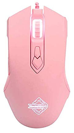 Kabelgebundene RGB Gaming Maus, 7 Tasten mit 2500 DPI, ergonomische LED-beleuchtete USB-Gamer-Mäuse Computer Laptop-PC, für Windows Mac OS Linux - Rosa