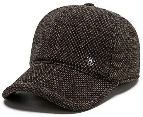 HHRHLKNH Cap Herrenmütze Winter Mittleren Alters Und Ältere Menschen Gehörschutz Baseballmütze Dicke Wollmütze Wintermütze Warme Herrenmütze-Braun_Einstellbar