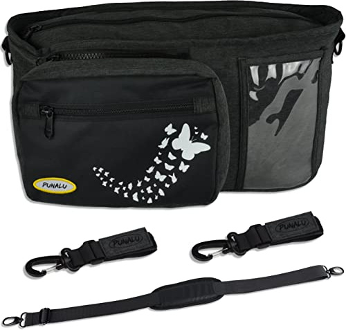 Punalu großer Kinderwagen Organizer mit Schmetterlingsmuster inkl. 2x Kinderwagenhaken 1x Schultergurt