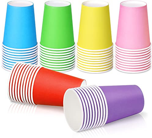 NUZEKY Disposable Paper Party Cups: 60 Pieces 9 Ounce Multicolor Drinking Cup for DIY Holiday Wedding - 6 Colors Party Cups Bulk
