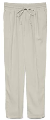 VERO MODA Dam casual linne tygbyxor lediga slip-on-byxor lösa ankelbyxor, Beige-2, XXL