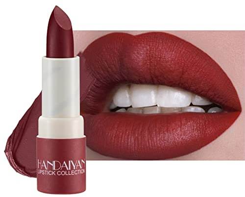 Rossetto opaco Rossetto idratante a lunga durata Rossetto rosso sexy Velluto rosa Rossetto cosmetico da donna (Rosso scuro)