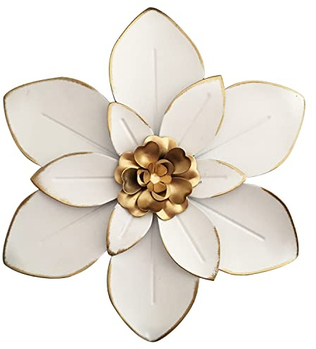 Decoración de pared de flores de metal, escultura floral rústica moderna de 10 pulgadas, hierro envejecido para colgar en la pared, decoración del hogar, obras de arte para interiores, cocina,