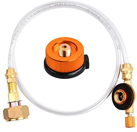 Cozlly Gaspatronadapter, campinggasspisadapter, propan påfyllningsadapter, gastank omvandlingshuvudadapter, camping spis omvandlare, gastank adapter, campingkök tillbehör