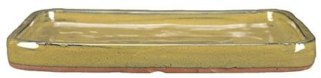 Soucoupe rectangulaire en grès émaillé jaune moutarde pour bonsaï 27x21x2 cm - GA12S