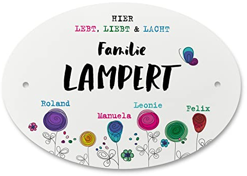 FEENSTAUB Personalisiertes Türschild, Haustürschild, Türschild personalisiert mit Namen, Briefkasten Namensschild, Haustürschilder mit Namen, Familienschild Haustür Wohnungstür, Zimmerschild