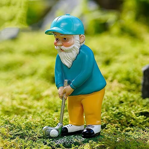 JYHCD Gartenzwerg-Statue,Gartenzwerg Golfer Ornament,Gartendeko Zwerg,Harz Garten Zwerg Dekoration Lustig Gartenzwerg Figuren Deko Für Terasse Balkon Rasen Hof Kunst Skulpturen