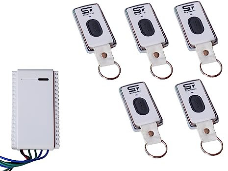 Schartec Mini Universal Funkempfänger Garagentor als Set mit 5 x Fernbedienung Funk Empfänger 433 MHz für Garagentorantrieb Torantrieb