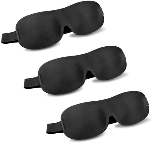 Brevanza 3 Stück schlafmaske, 3D augenmaske, schlafbrille mit tiefen Augenhöhlen, sleep mask für Herren und Frauen, Verstellbarem schlafmasken, Vollständige Lichtblockierung schlaf maske für Reisen
