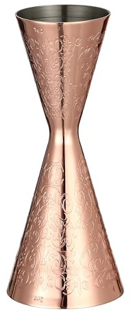 Cocktail Geek Double Cocktail Jigger Slim Style Measuring Jigger with Etched Pattern (Copper Plated Spirit)