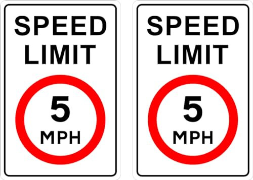 Pack of 2no. 200mm x 300mm plastic sign c/w rounded corners - Speed limit 5MPH